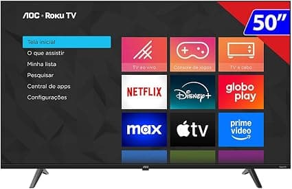 Smart TV AOC 50 Polegadas, DLED, 4K, Roku TV 50U7045/78G