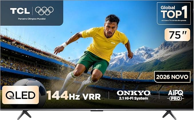 Smart TV 75" TCL QLED P8L 4K 144Hz-VRR