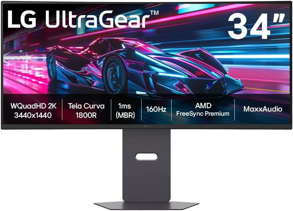 Monitor Curvo Ultrawide 34" LED WQHD 2K LG UltraGear 34G600A (160Hz)
