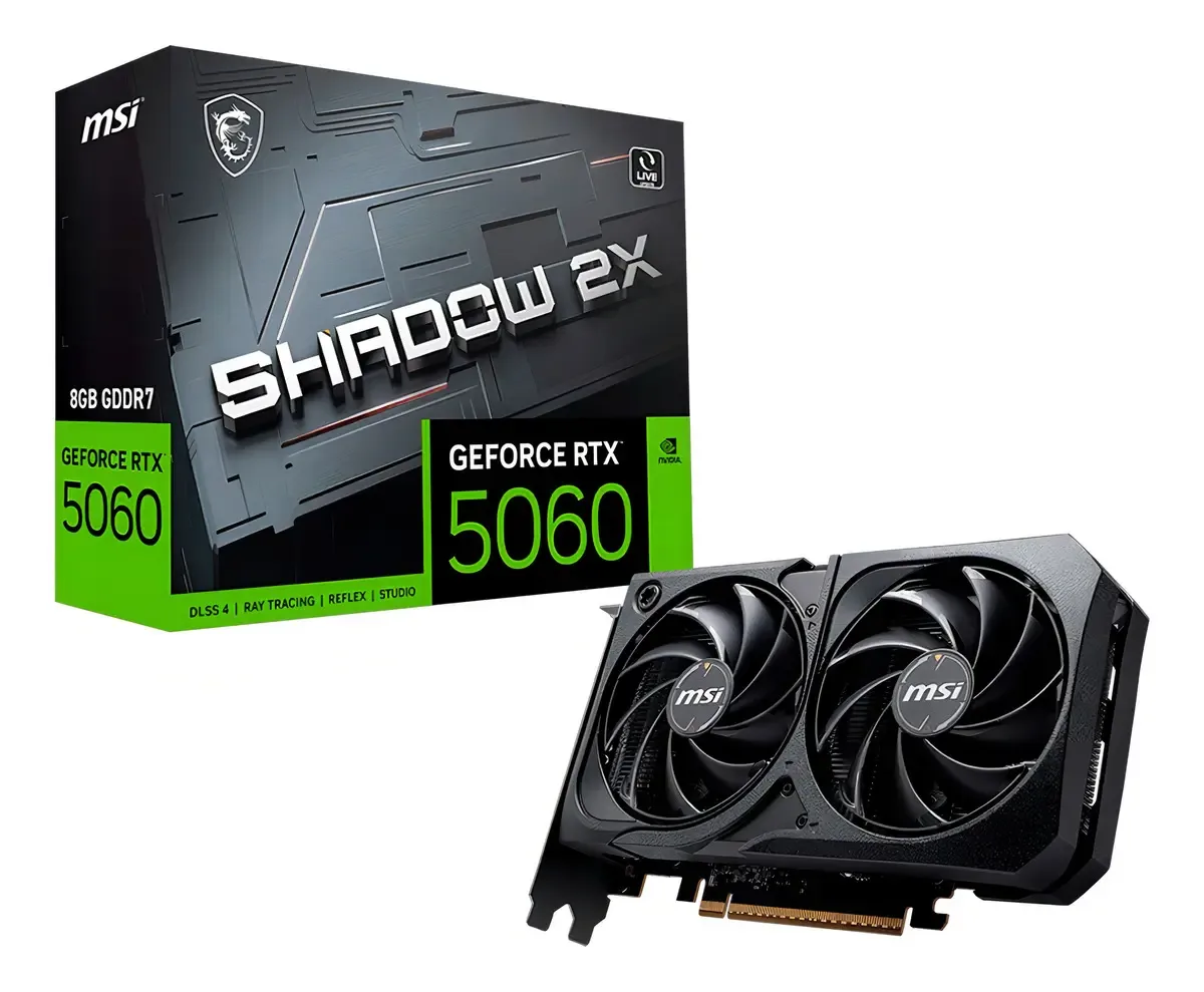 Placa de Vídeo MSI NVIDIA GeForce RTX 5060 Shadow 2X OC (8GB GDDR7)