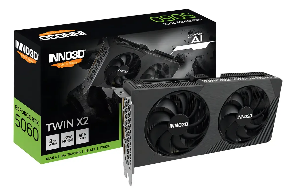 Placa de Vídeo INNO3D GeForce RTX 5060 Twin X2 8GB GDDR7 128-bit