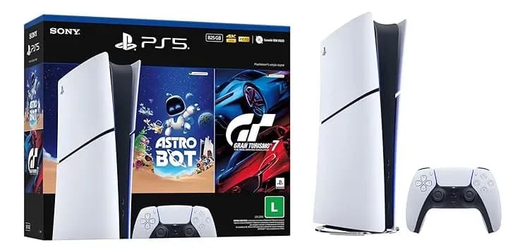 Console Sony PlayStation 5, SSD 825GB, Controle Sem Fio DualSense + 2 Jogos Digitais, Edição Digital