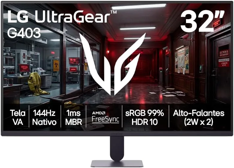 Monitor LG UltraGear - Tela VA FHD 32”, 144Hz.
