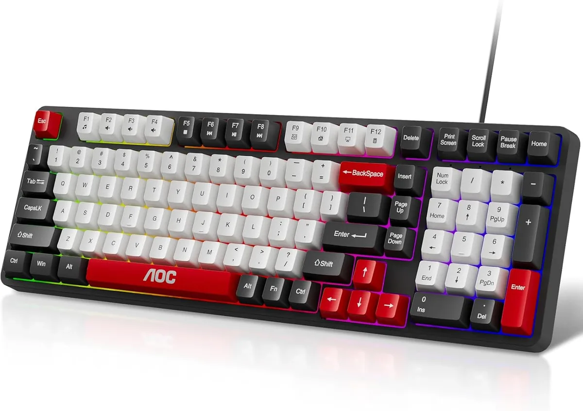 Teclado Gamer Com Fio AOC GK116 Membrana RGB