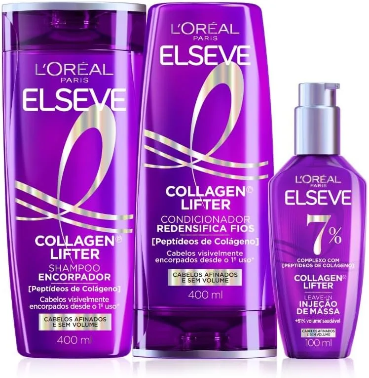 Shampoo Condicionador Sérum Elseve L'Oréal Colágeno 400ml+400ml+100ml