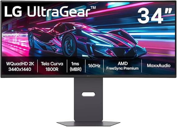 Monitor Gamer LG UltraGear™ Curvo 34G600A-B 34" QuadHD 2K, UltraWide 1800R, 160Hz, 1ms