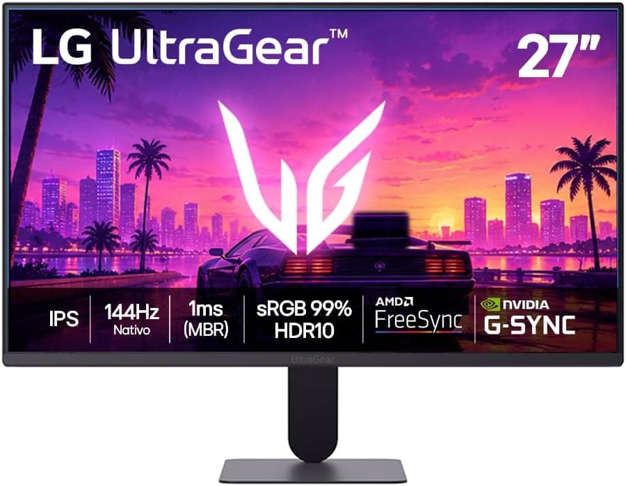 Lg UltraGear Monitor Gamer 27" Ips, 144Hz Nativo, 1ms (Mbr), Full Hd (1920x1080), Hdr10, Nvidia G-Sync, Amd FreeSync, Preto 27G411b
